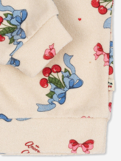 Konges Sløjd Girls Cherry Itty Sweatshirt in Ivory