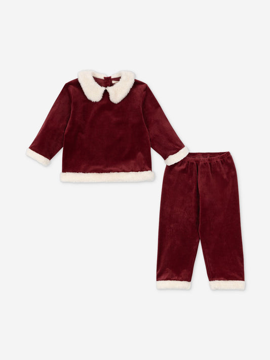Konges Sløjd Girls Velvet Christmas Trouser Set in Red