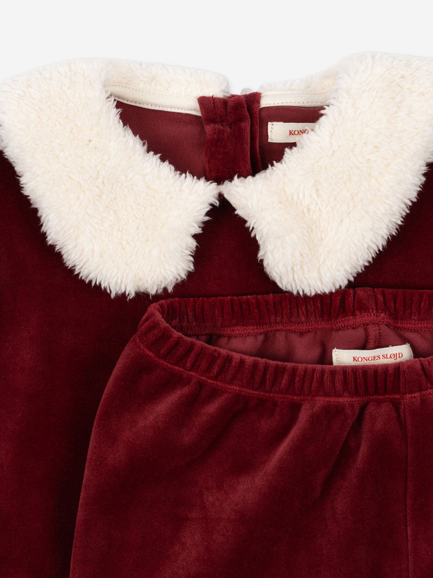 Konges Sløjd Girls Velvet Christmas Trouser Set in Red