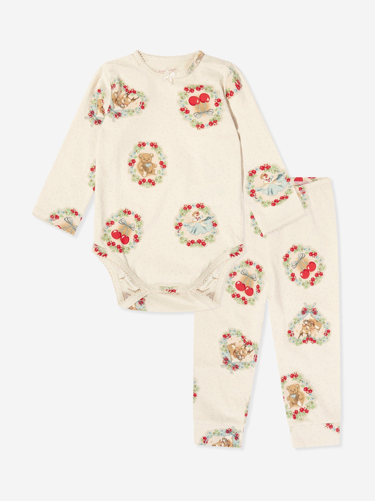 Konges Sløjd Baby Deer Diary Bodysuit Set in Ivory
