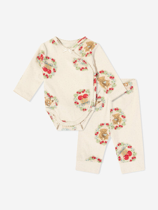 Konges Sløjd Baby Girls Deer Diary Bodysuit Set in Ivory