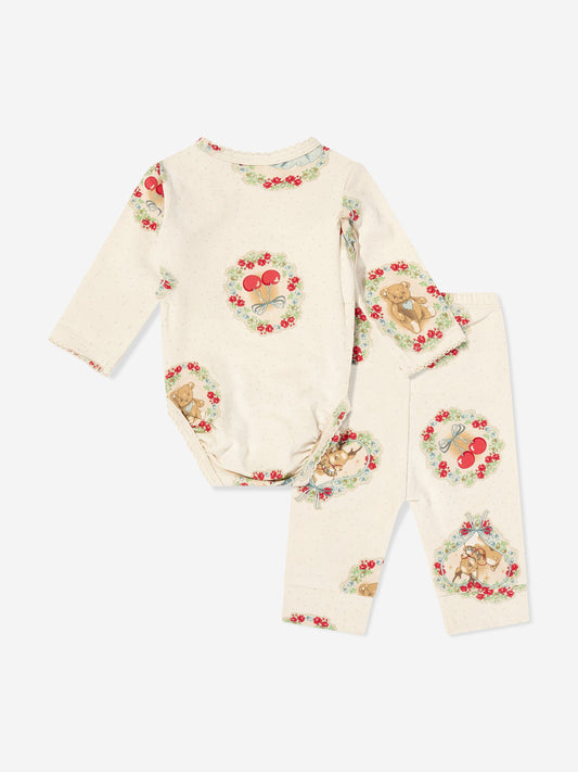 Konges Sløjd Baby Girls Deer Diary Bodysuit Set in Ivory