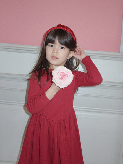 Konges Sløjd Girls Velvet Glitter Bow Headband in Red