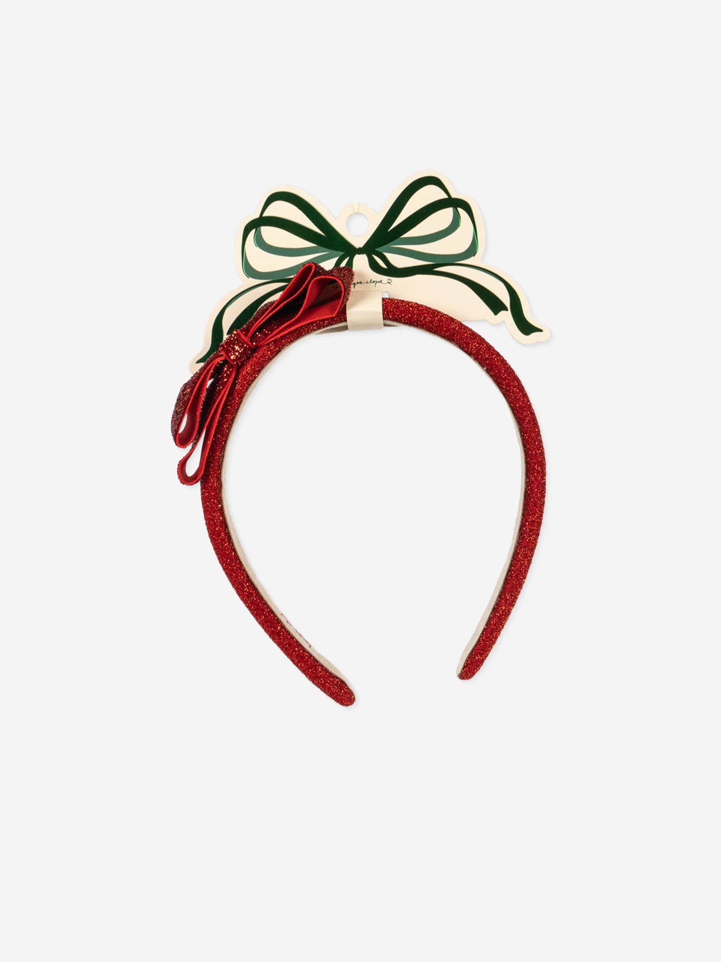Konges Sløjd Girls Velvet Glitter Bow Headband in Red