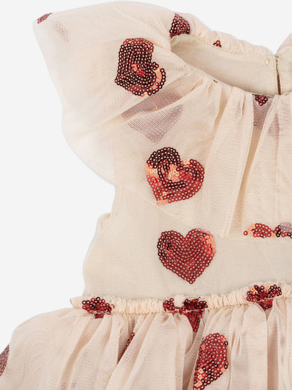 Konges Sløjd Girls Yvonne Tulle Hearts Fairy Dress in Ivory