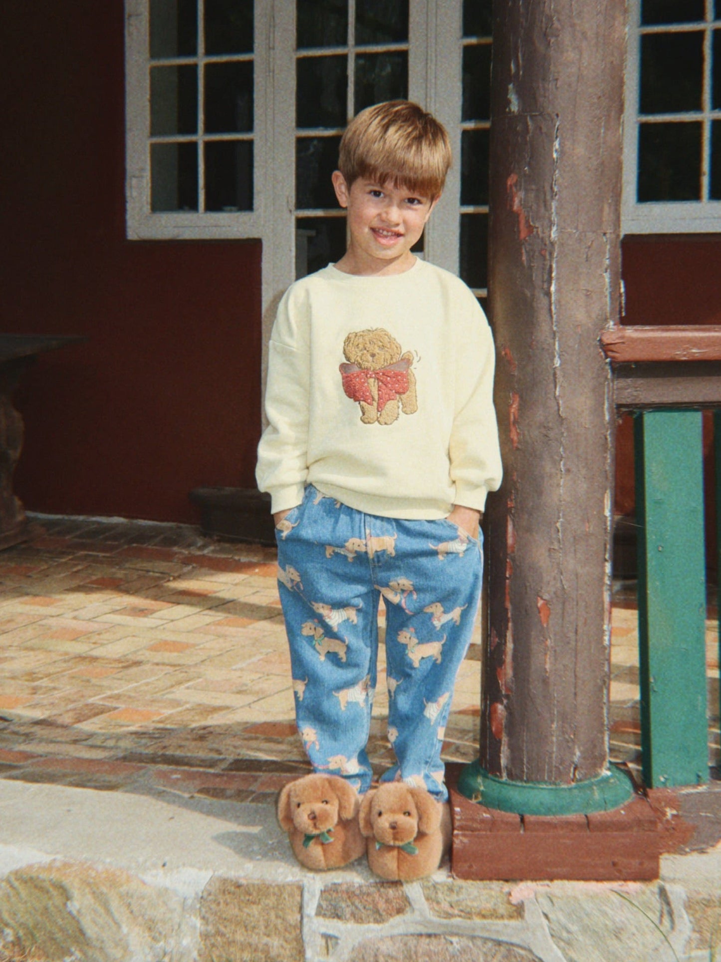 Konges Sløjd Kids Sausage Dog Footies in Brown