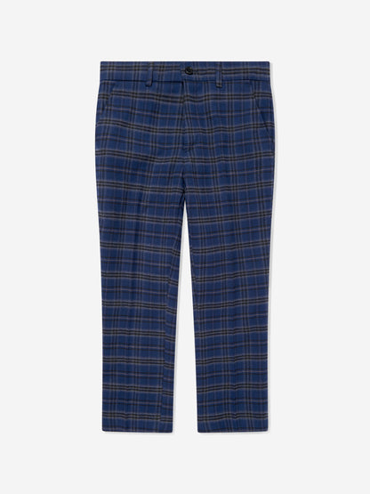 SUITLAB London Boys Checked 3 Piece Suit Set in Navy