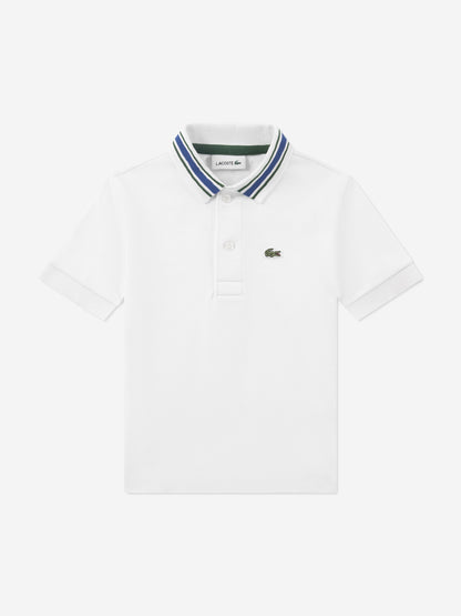 Lacoste Boys Petit Pique Polo Shirt in White