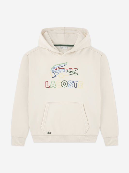 Lacoste Boys Graphic Core Hoodie in Ivory
