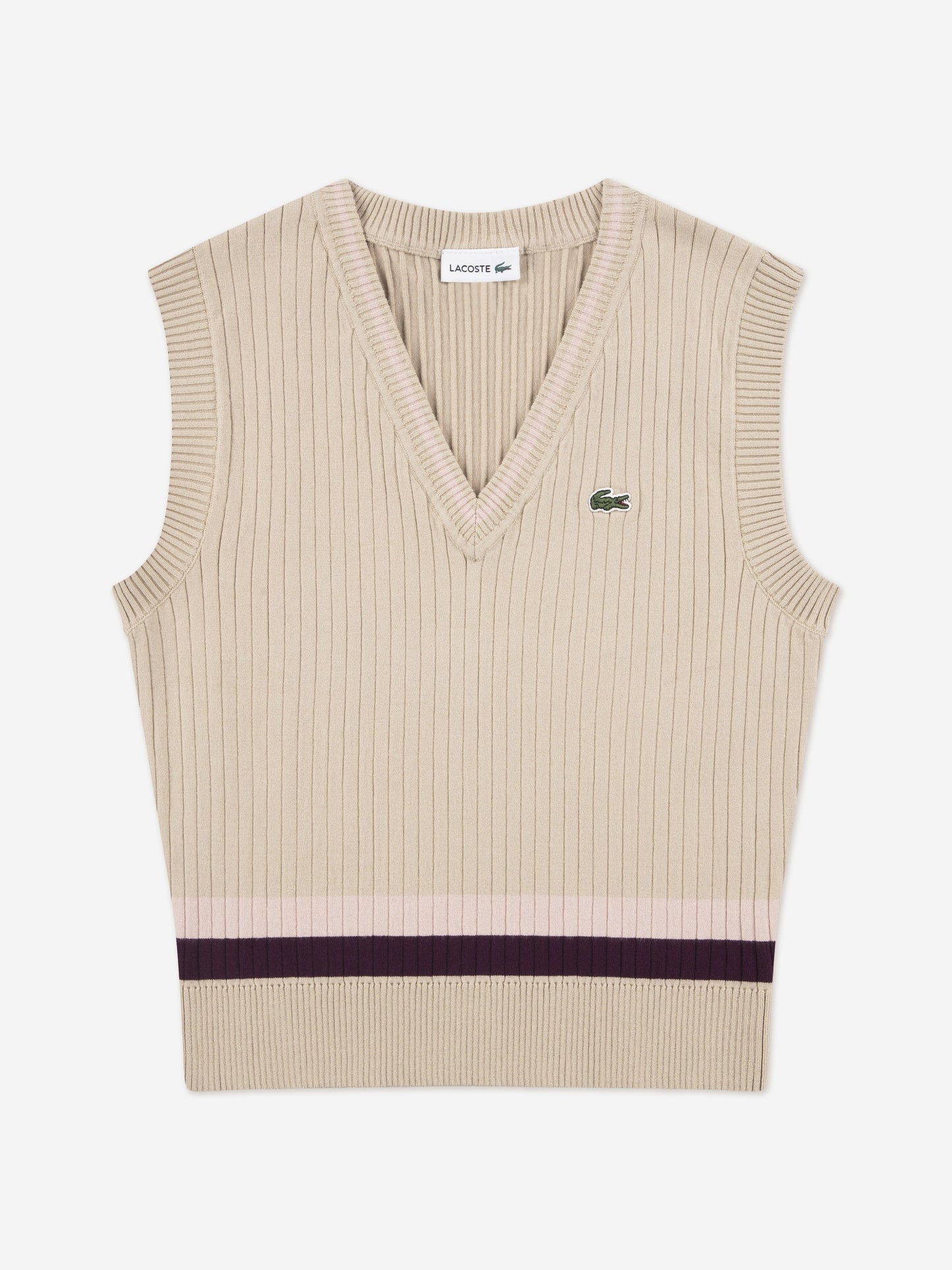 Lacoste Girls Brushed Rib Sweater Vest in Beige