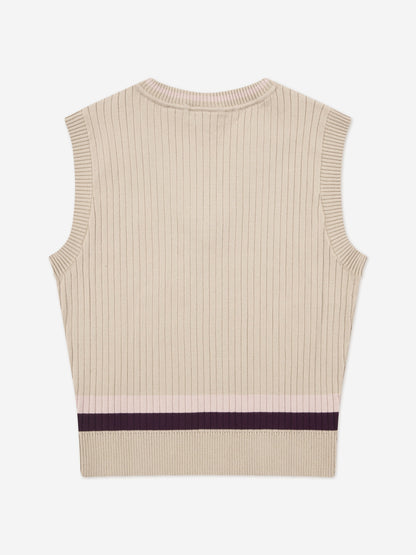 Lacoste Girls Brushed Rib Sweater Vest in Beige