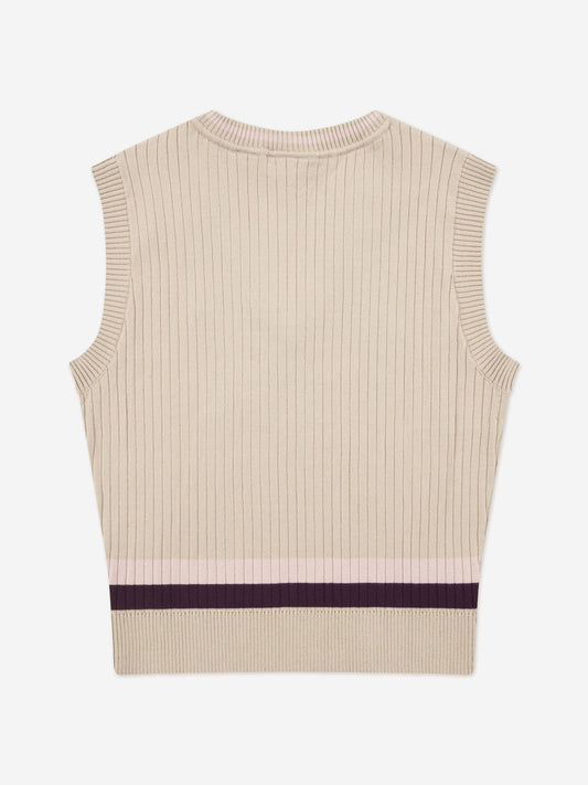 Lacoste Girls Brushed Rib Sweater Vest in Beige