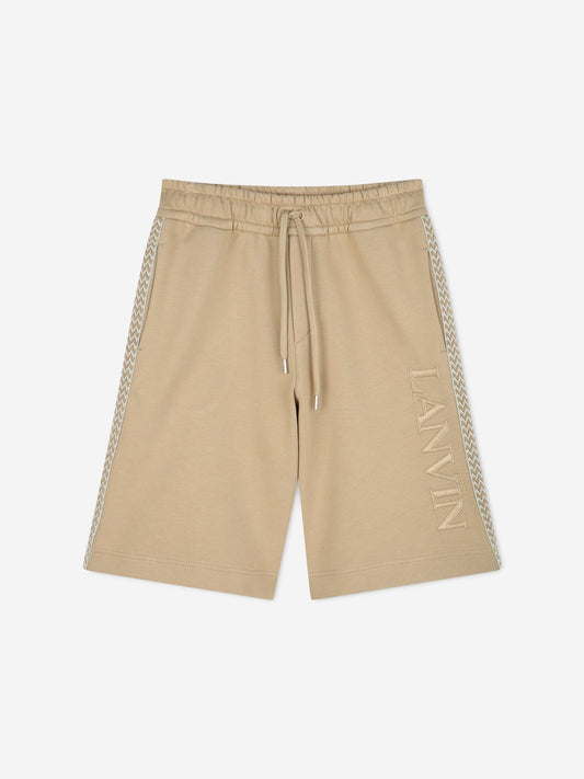 Lanvin Boys Logo Bermuda Shorts in Beige