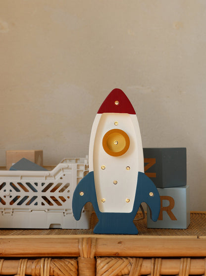 Little Lights Space Rocket Mini Lamp in White (13x22x5.5 cm)
