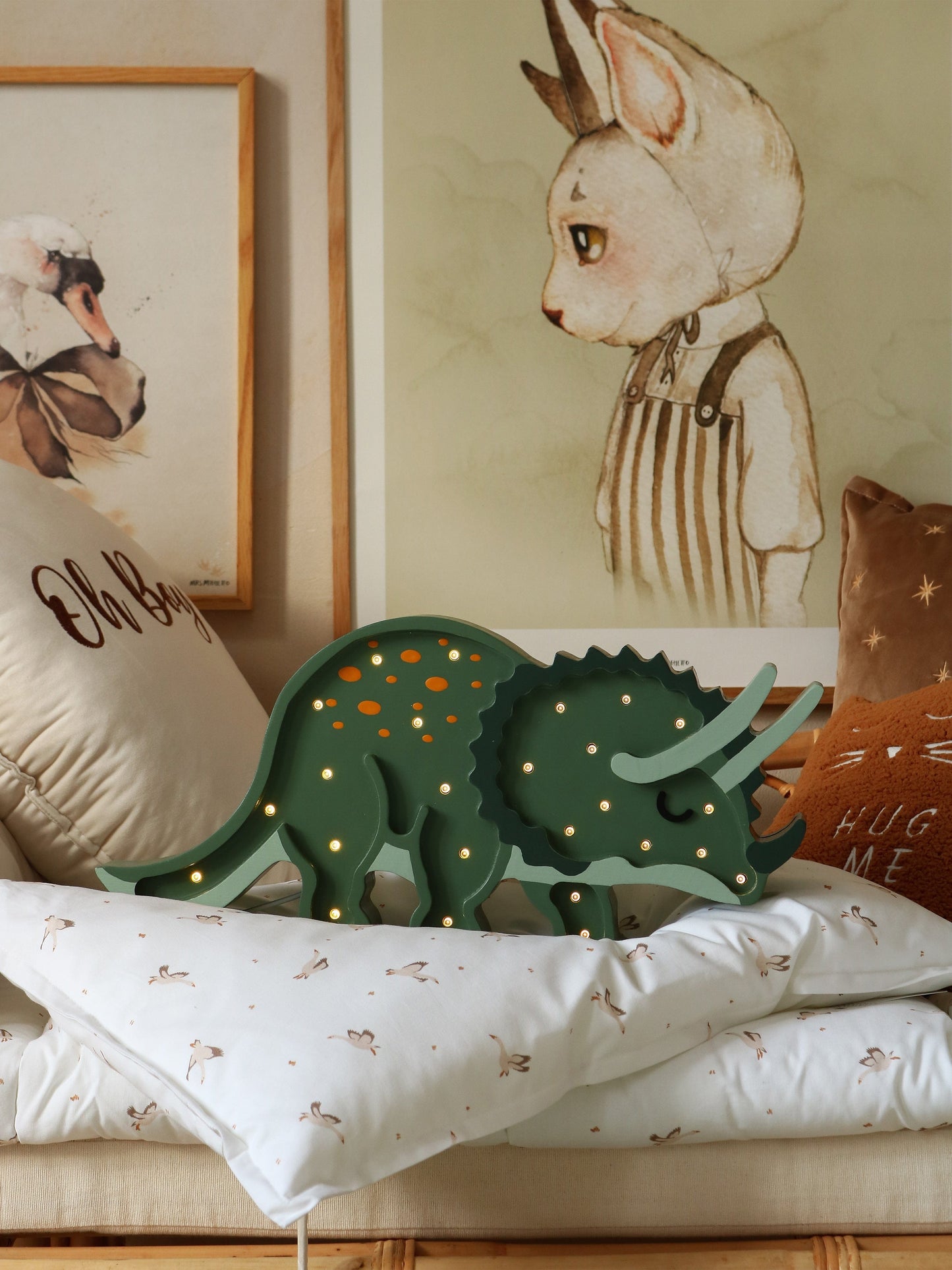 Little Lights Dino Triceratops Lamp in Green (20.5x43.5x5.5 cm)