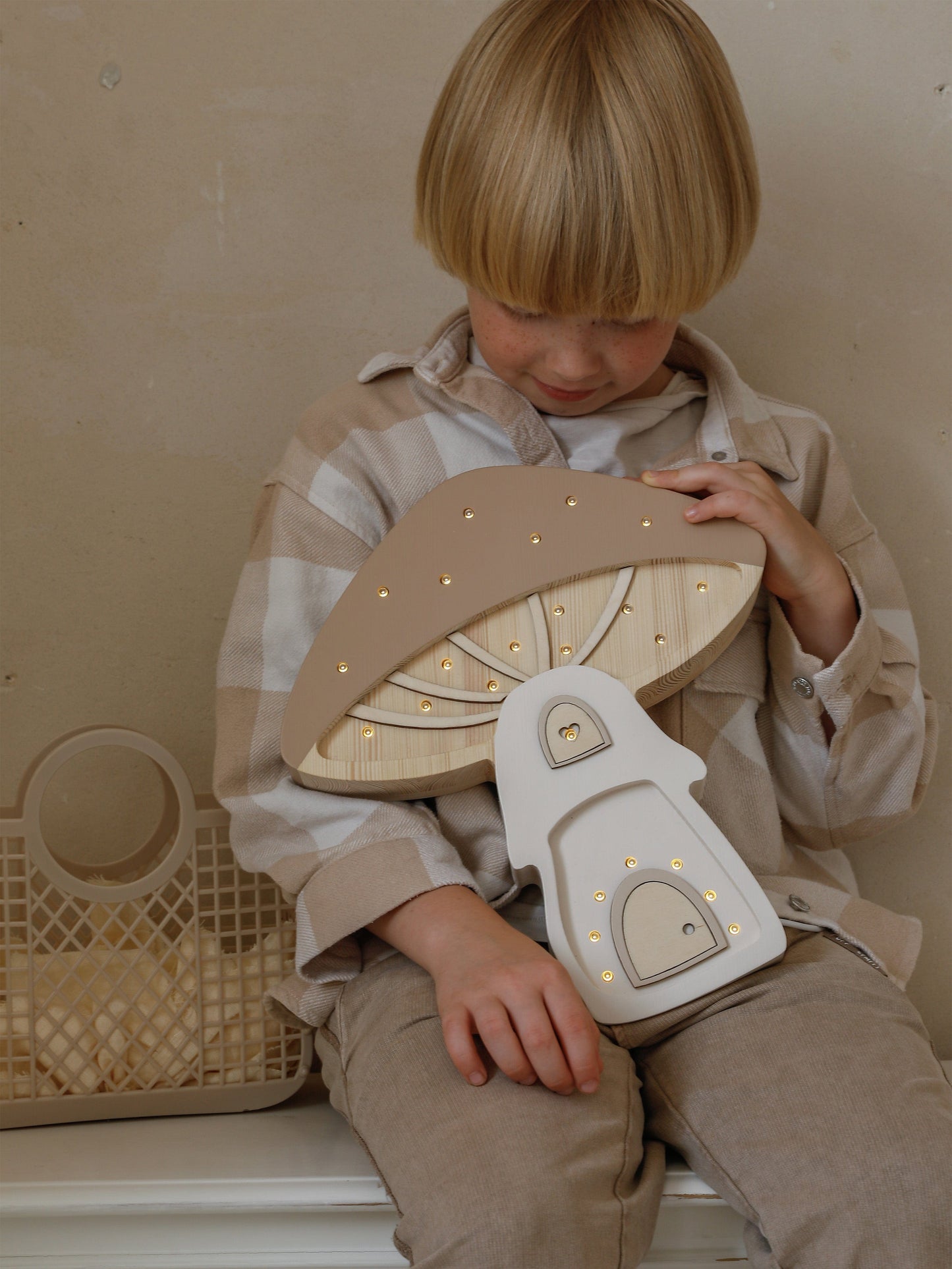 Little Lights Mushroom Lamp in Beige (31.5x29x5.5 cm)