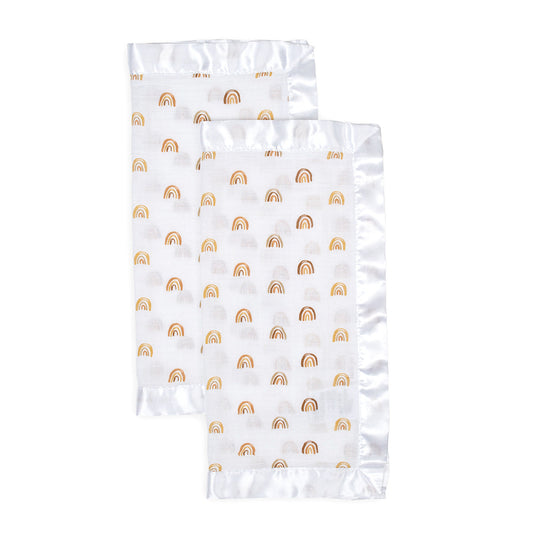 Lulujo - 2 Pack Muslin Security Comforter Blanket - Rainbows