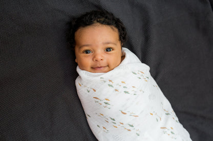 Lulujo - 2 Pack Muslin Swaddles - Fish / Navy Gingham (100cm x100cm)