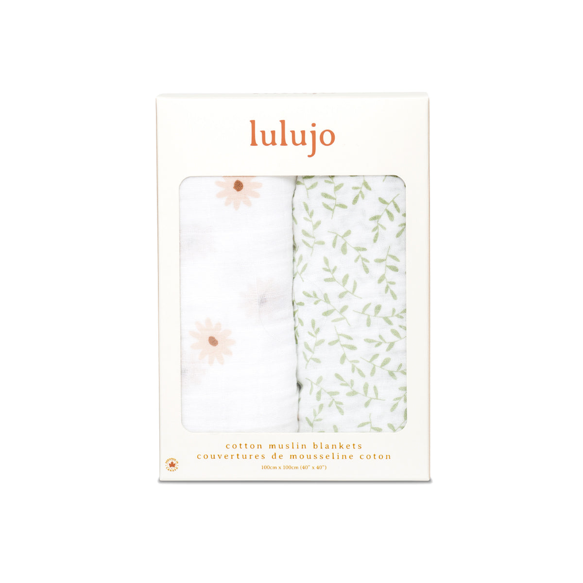 Lulujo - 2 Pack Muslin Swaddles - Daisy / Greenery (100cm x100cm)
