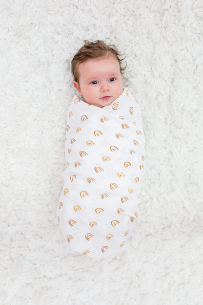 Lulujo - 2 Pack Muslin Swaddles - Rainbows / Suns (100cm x100cm)