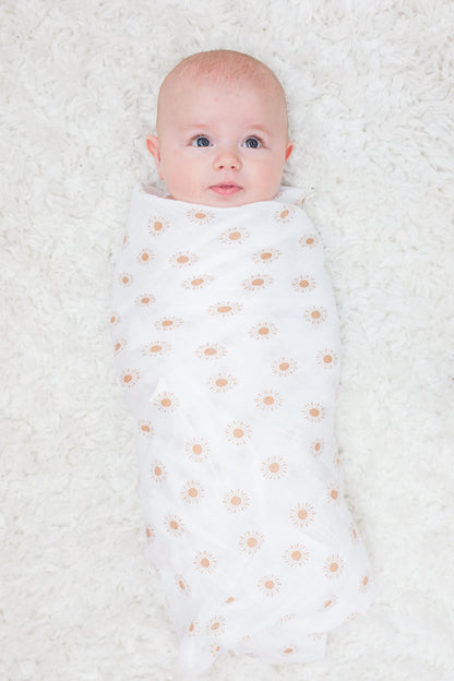 Lulujo - 2 Pack Muslin Swaddles - Rainbows / Suns (100cm x100cm)