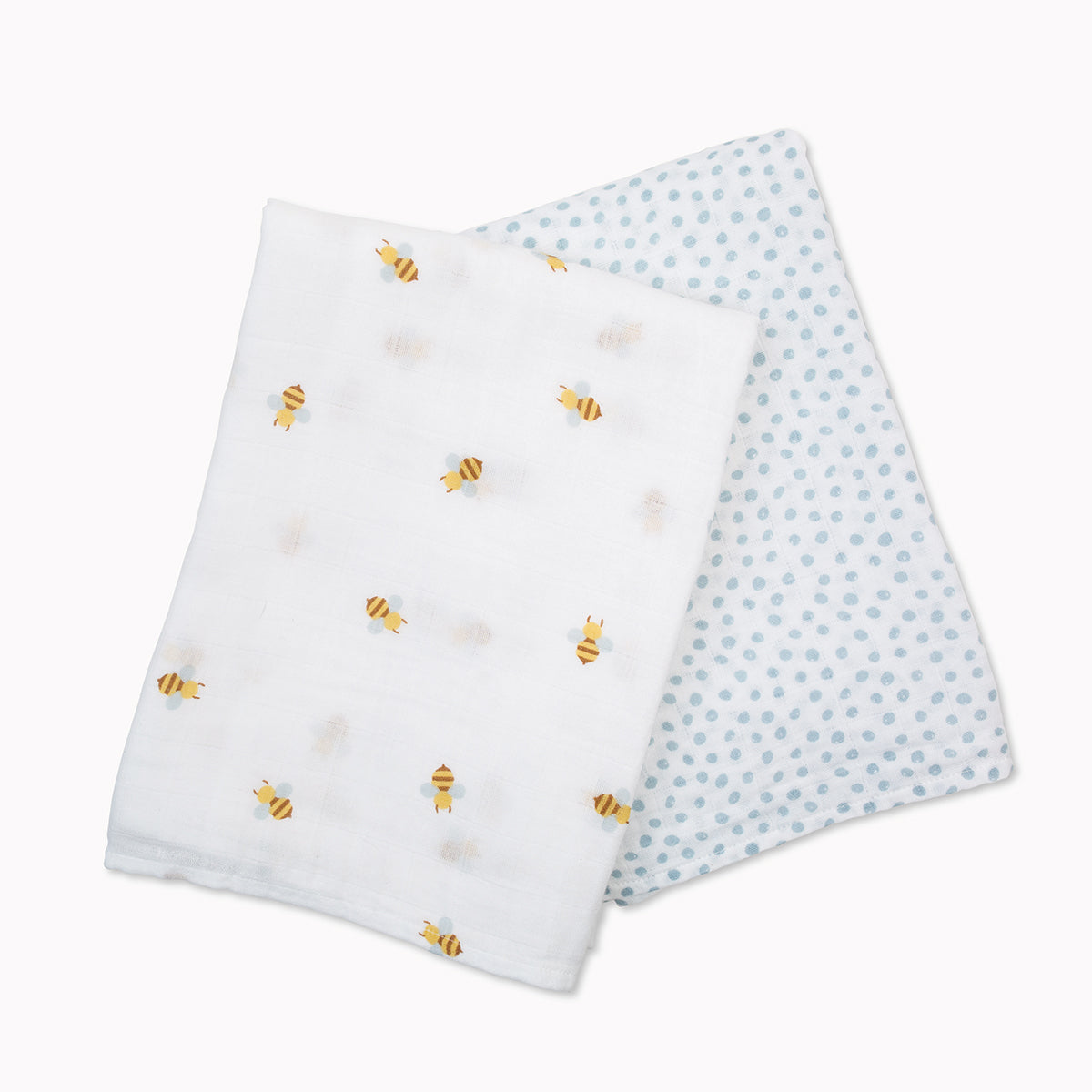 Lulujo - 2 Pack Muslin Swaddles - Bees / Dots (100cm x100cm)
