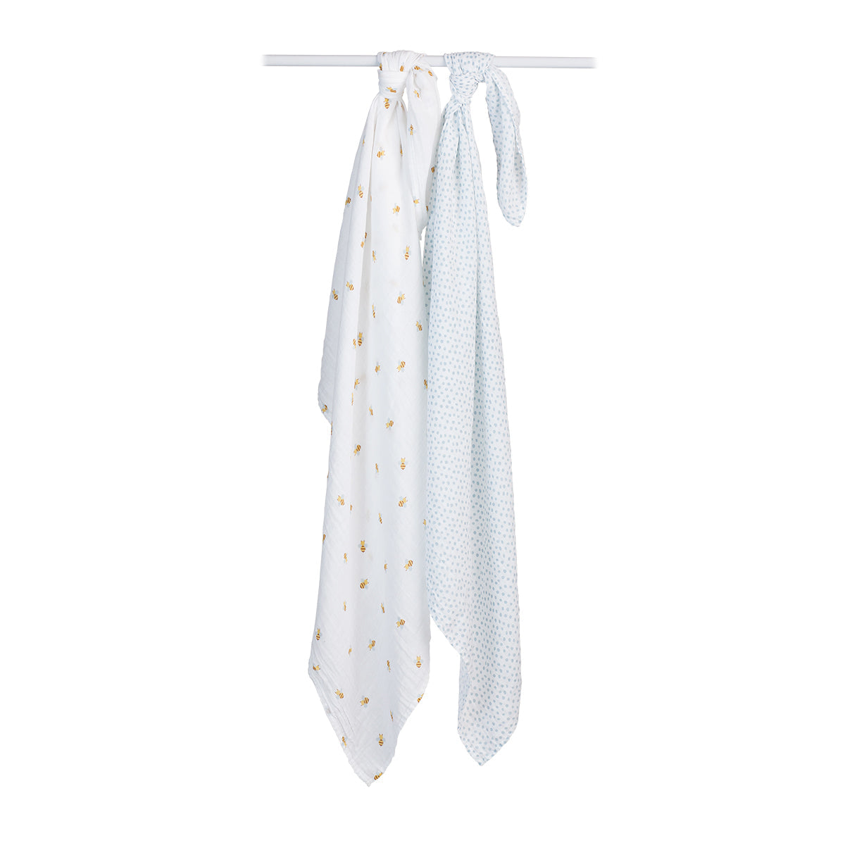 Lulujo - 2 Pack Muslin Swaddles - Bees / Dots (100cm x100cm)