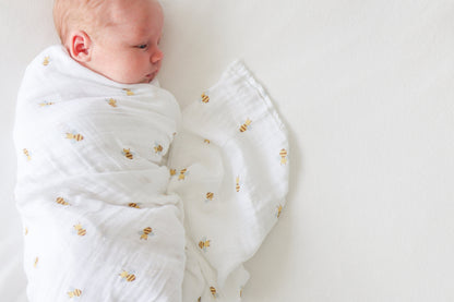 Lulujo - 2 Pack Muslin Swaddles - Bees / Dots (100cm x100cm)
