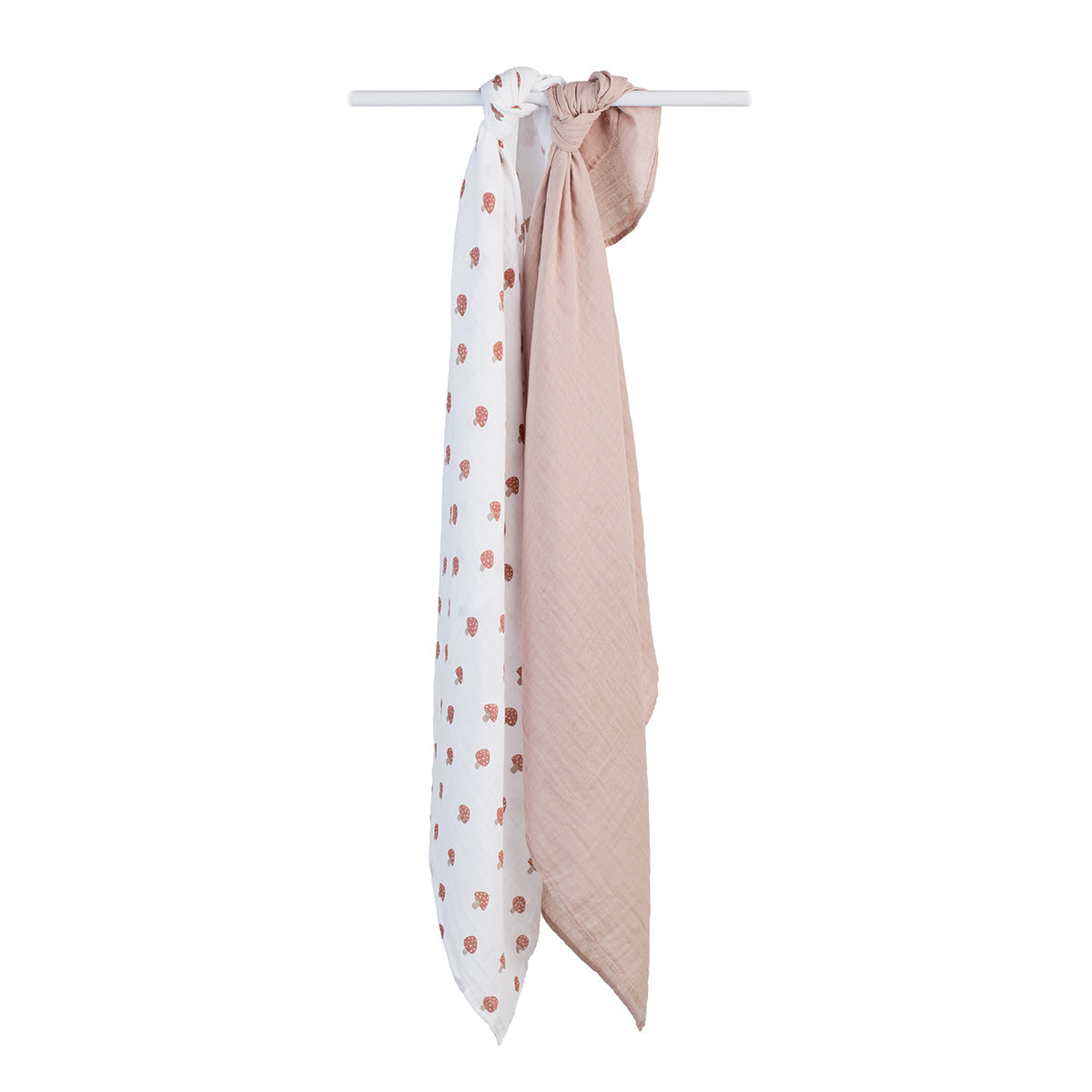 Lulujo - 2 Pack Muslin Swaddles - Mushrooms / Sand (100cm x100cm)