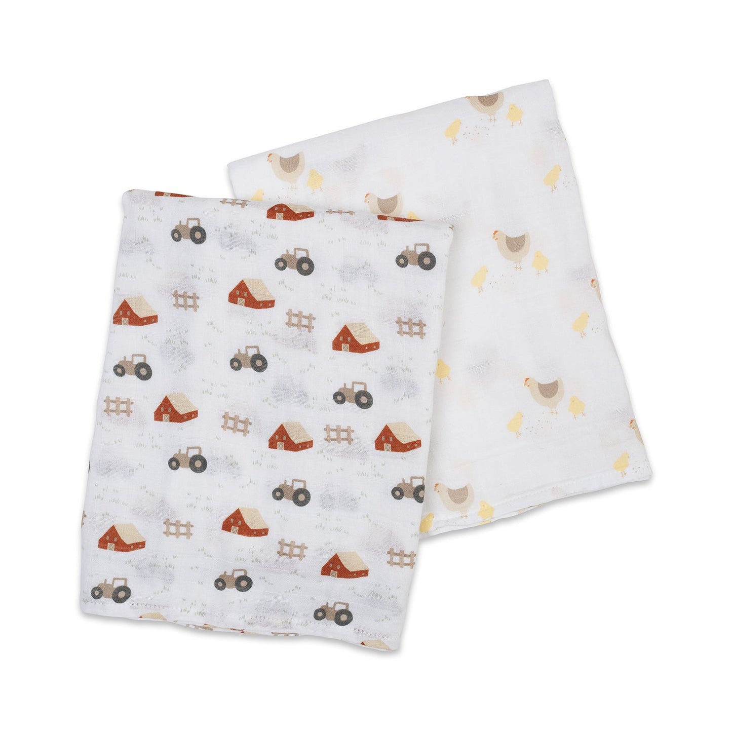 Lulujo - 2 Pack Muslin Swaddles - Barnyard / Hens & Chicks (100cm x100cm)