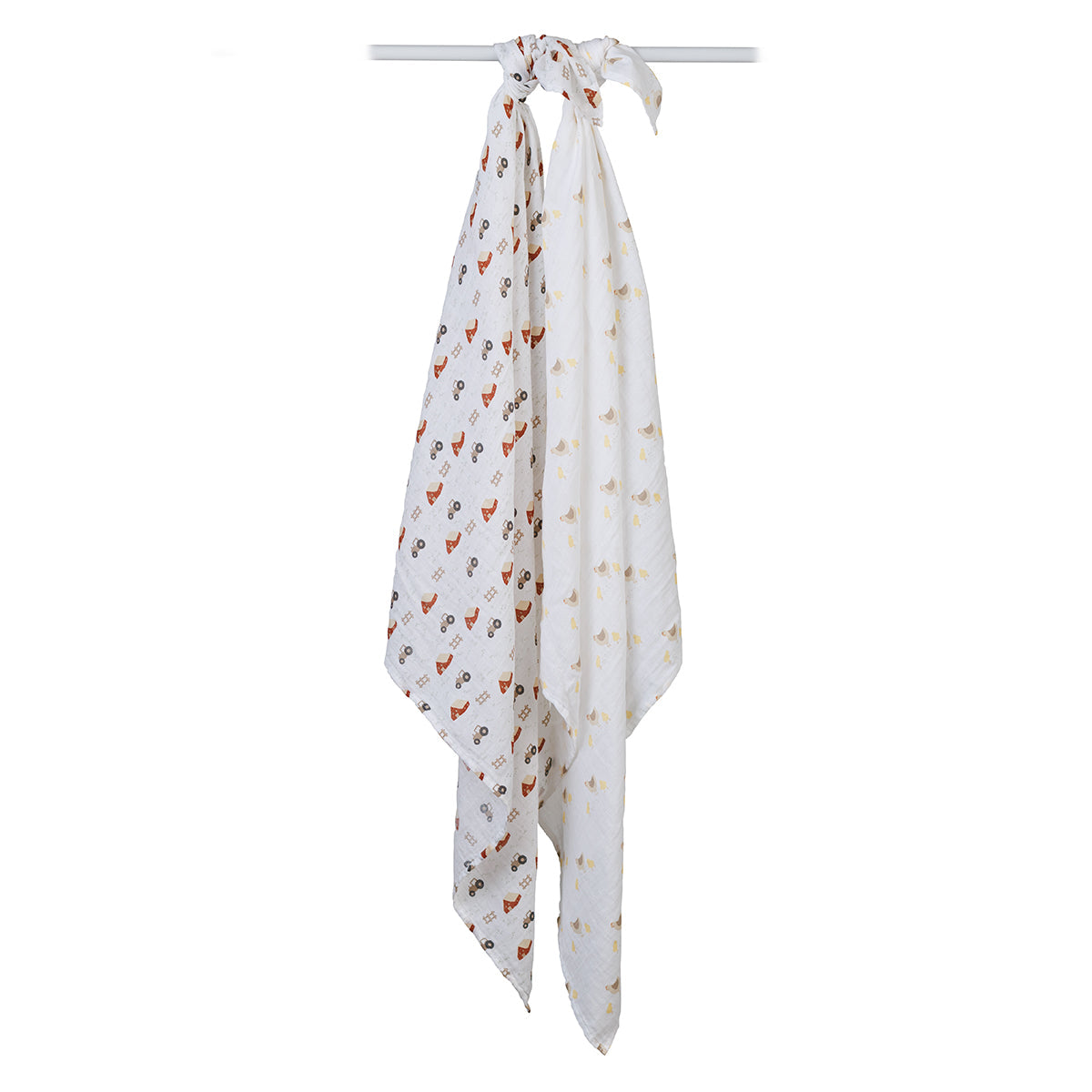 Lulujo - 2 Pack Muslin Swaddles - Barnyard / Hens & Chicks (100cm x100cm)