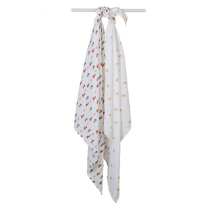 Lulujo - 2 Pack Muslin Swaddles - Barnyard / Hens & Chicks (100cm x100cm)