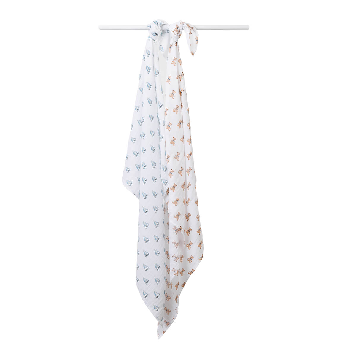 Lulujo - 2 Pack Muslin Swaddles - Vintage Bears / Sailboat (100cm x100cm)