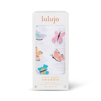 Lulujo - Muslin Swaddle - Butterflies (120cm x 120cm)