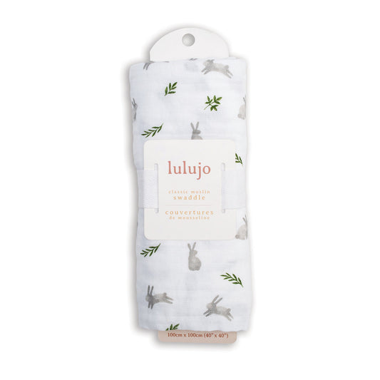 Lulujo - Muslin Swaddle - Bunnies (100cm x 100cm)