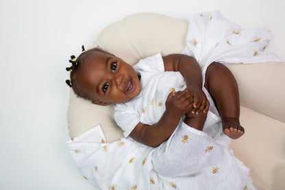 Lulujo - Muslin Swaddle - Bees (100cm x 100cm)