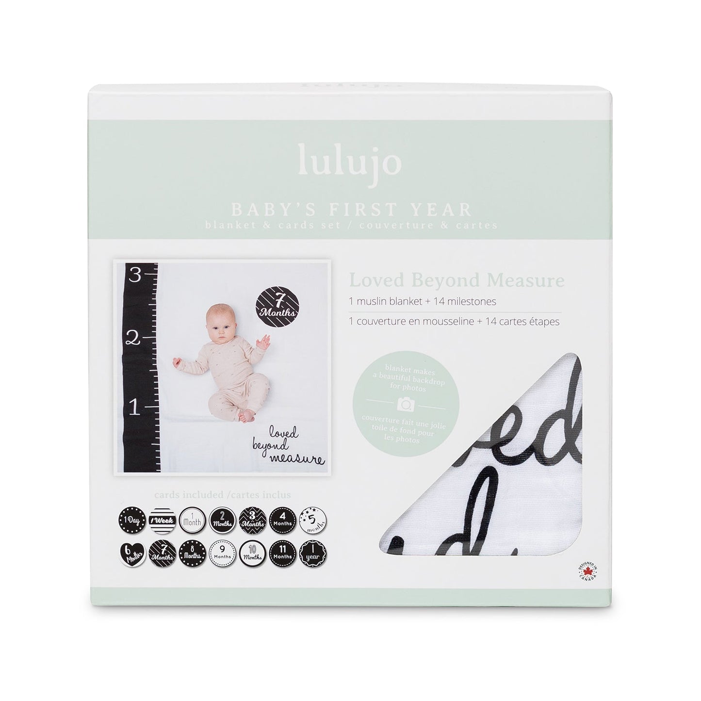 Lulujo - Single Muslin Swaddle & Cards Gift Set- Loved Beyond Measure