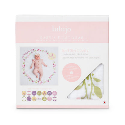 Lulujo - Single Muslin Swaddle & Cards Gift Set- Isn't She Lovely