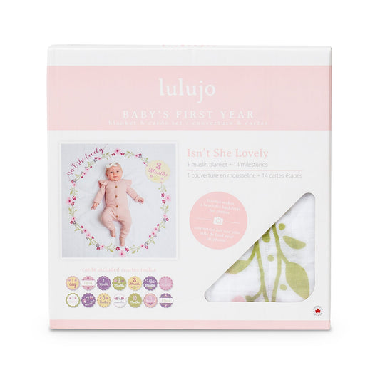 Lulujo - Single Muslin Swaddle & Cards Gift Set- Isn't She Lovely