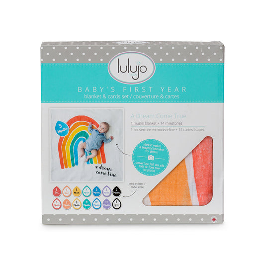 Lulujo - Single Muslin Swaddle & Cards Gift Set- A Dream Come True