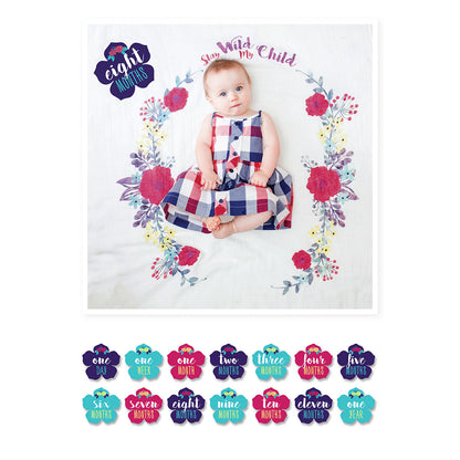 Lulujo - Single Muslin Swaddle & Cards Gift Set- Stay Wild My Child