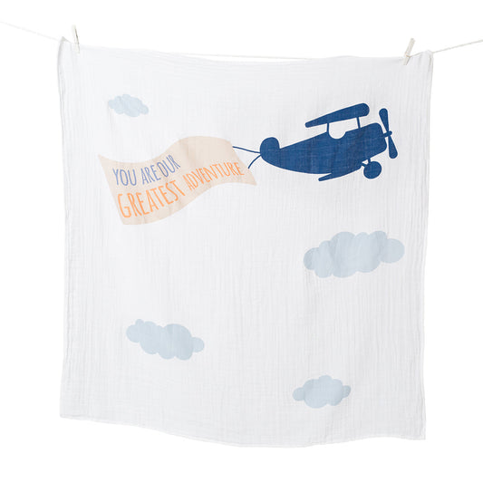 Lulujo - Single Muslin Swaddle & Cards Gift Set- Greatest Adventure