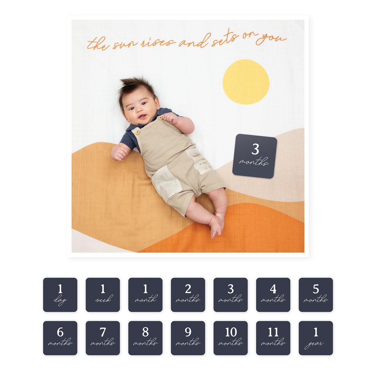 Lulujo - Single Muslin Swaddle & Cards Gift Set- Sun Rise