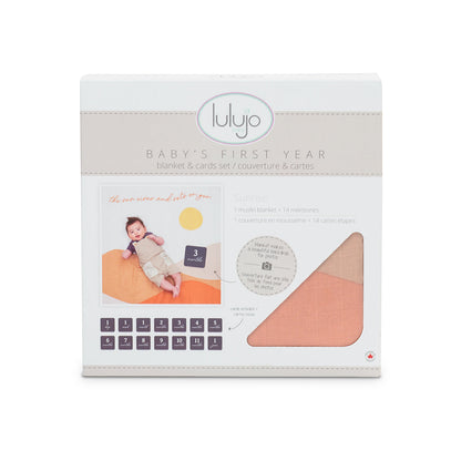Lulujo - Single Muslin Swaddle & Cards Gift Set- Sun Rise