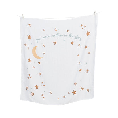 Lulujo - Single Muslin Swaddle & Cards Gift Set- Written In The Stars