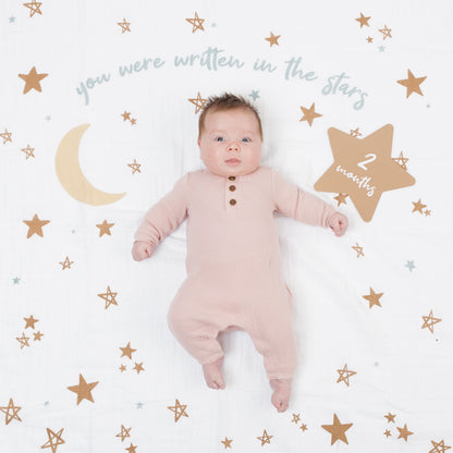Lulujo - Single Muslin Swaddle & Cards Gift Set- Written In The Stars