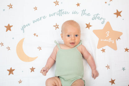 Lulujo - Single Muslin Swaddle & Cards Gift Set- Written In The Stars