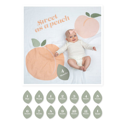 Lulujo - Single Muslin Swaddle & Cards Gift Set- Sweat As A Peach