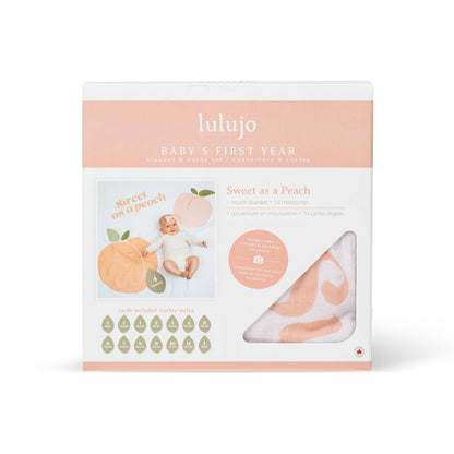 Lulujo - Single Muslin Swaddle & Cards Gift Set- Sweat As A Peach