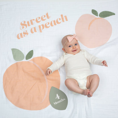 Lulujo - Single Muslin Swaddle & Cards Gift Set- Sweat As A Peach